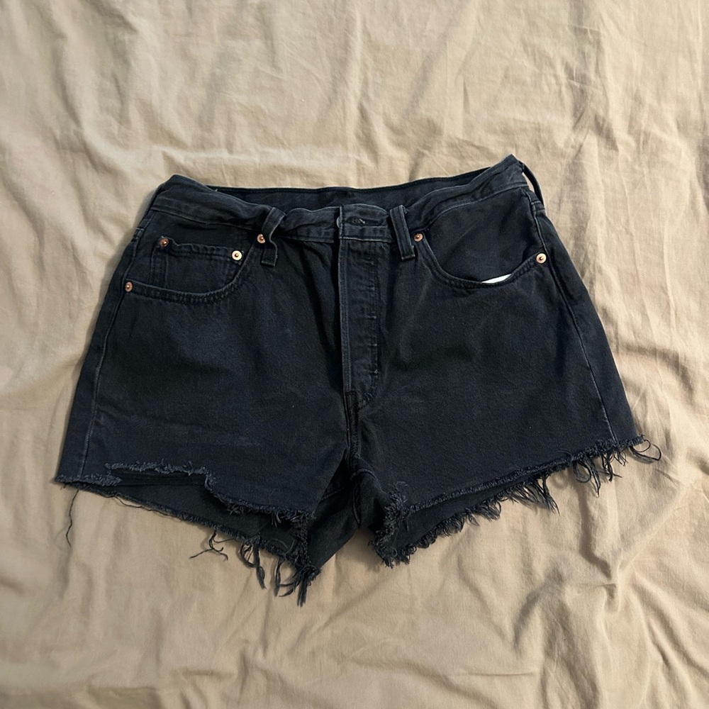 Levi's 501 Black Frayed Jean Shorts